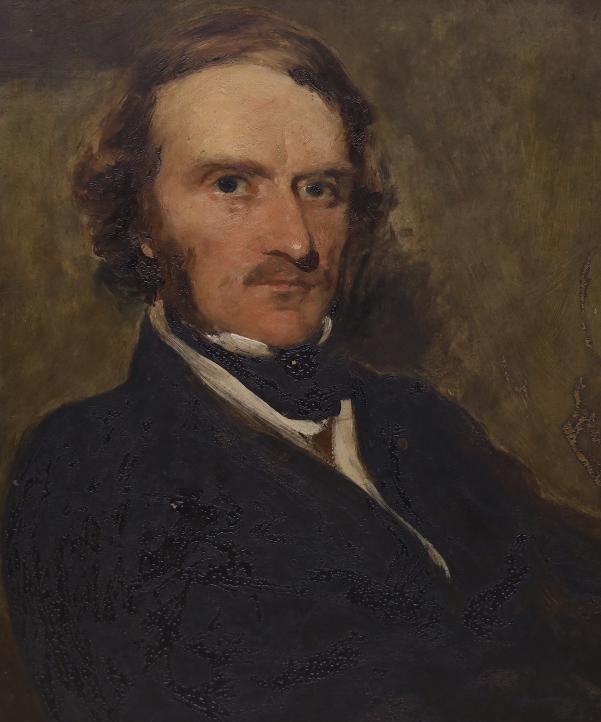 R. Morrison (mid 19th century), oil on board, portrait of Major Aubrey William Beauclerk, signed, verso inscribed, signed and dated 1850, 30 x 25cm